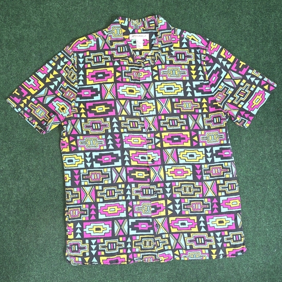 H&M❤️COACHELLA | 2015 Southwestern Geometric Short Sleeve Button Down Shirt - Picture 10 of 12